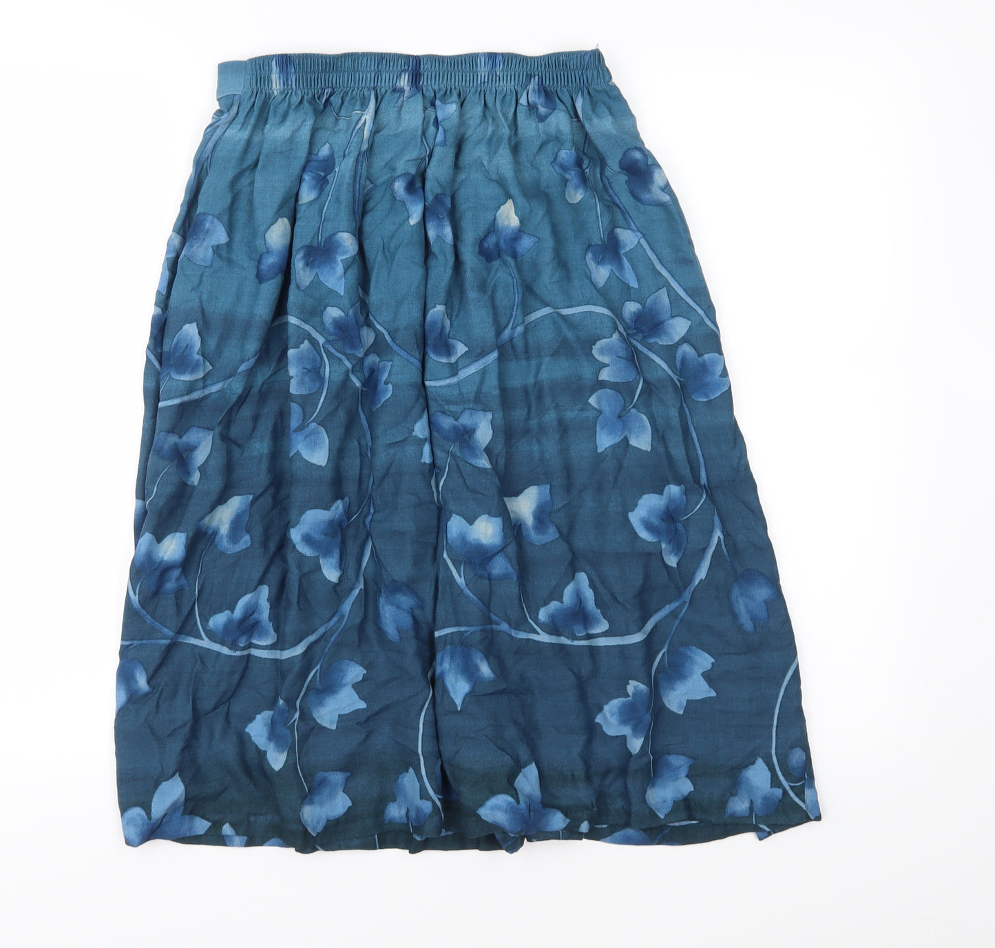 St Michael Womens Blue Floral  Pleated Skirt Size 10