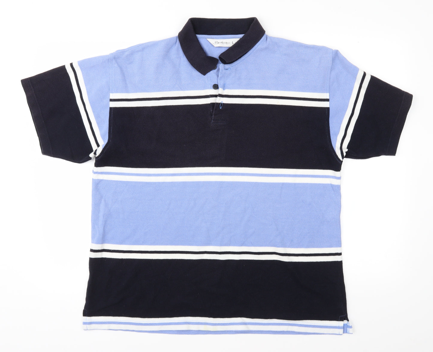 Berkertex Mens Blue Striped   Polo Size L