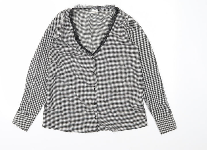 Pimkie Womens Black Houndstooth  Basic Blouse Size S