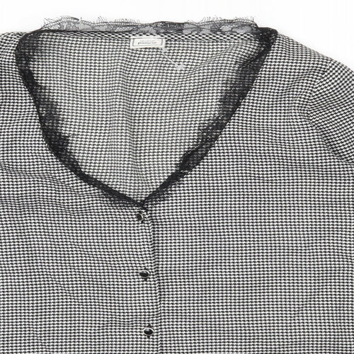 Pimkie Womens Black Houndstooth  Basic Blouse Size S