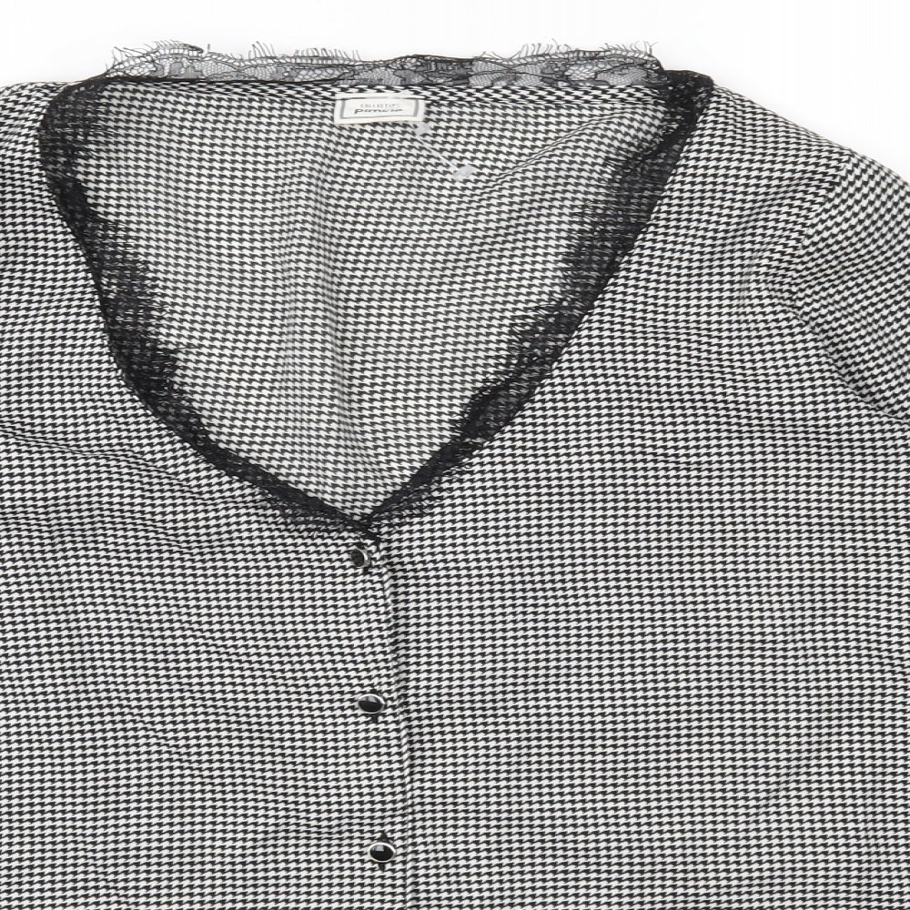 Pimkie Womens Black Houndstooth  Basic Blouse Size S