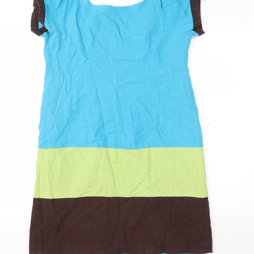 Signature Womens Blue Colourblock  A-Line  Size 10
