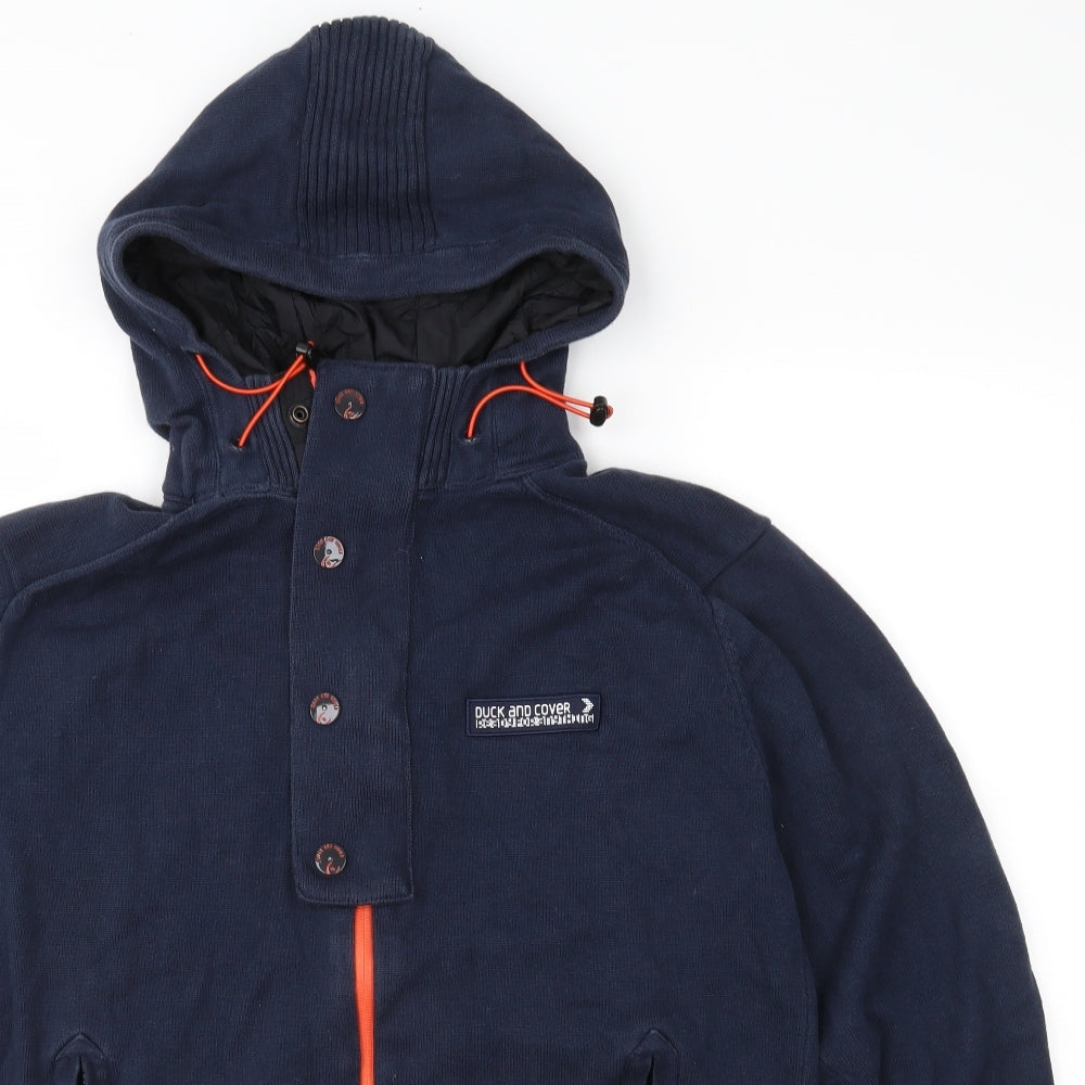 Duck and Cover Mens Blue  Knit Jacket Coatigan Size L