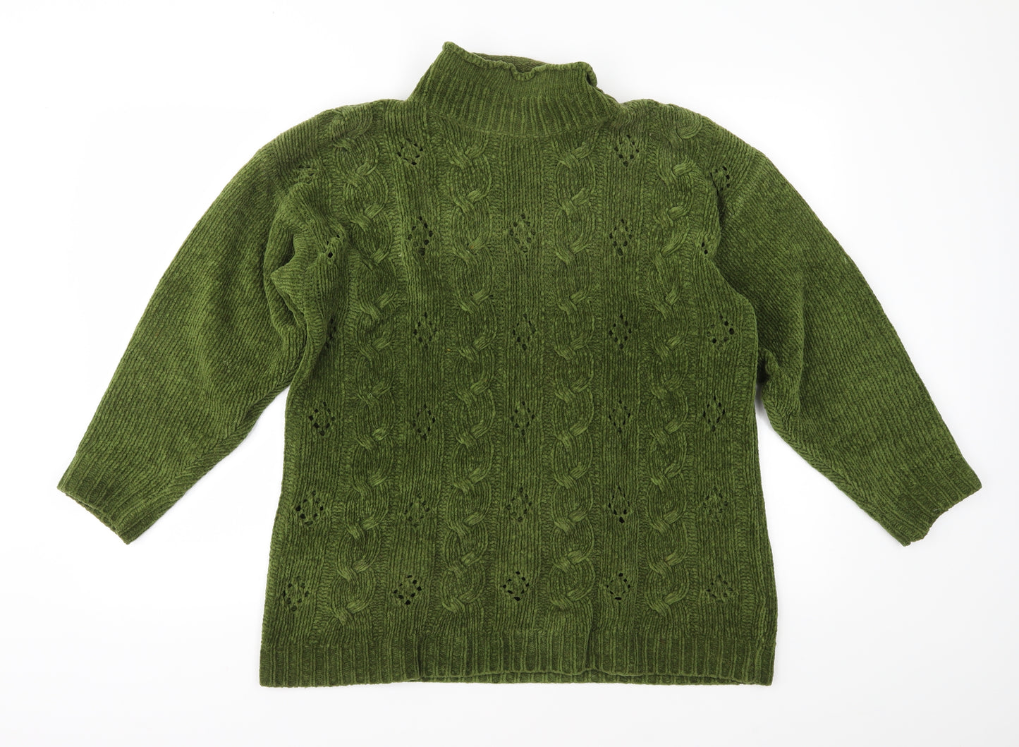 Design Essentials Womens Green  Knit Pullover Jumper Size M