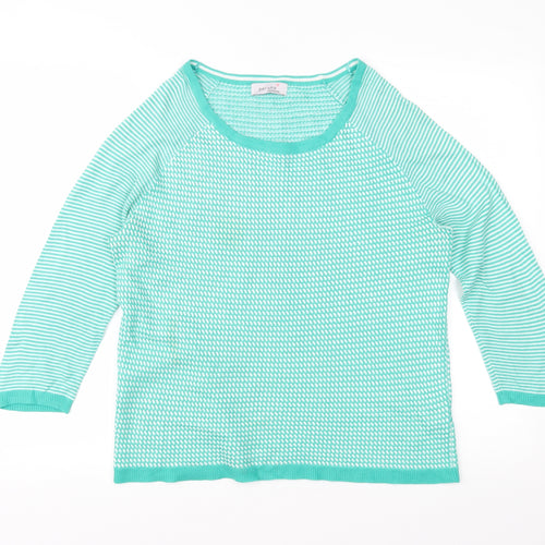 Marks and Spencer Womens Green Striped Knit Pullover Jumper Size 12