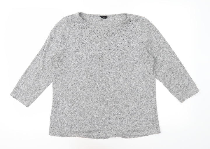 M&Co Womens Grey Basic T-Shirt Size 14