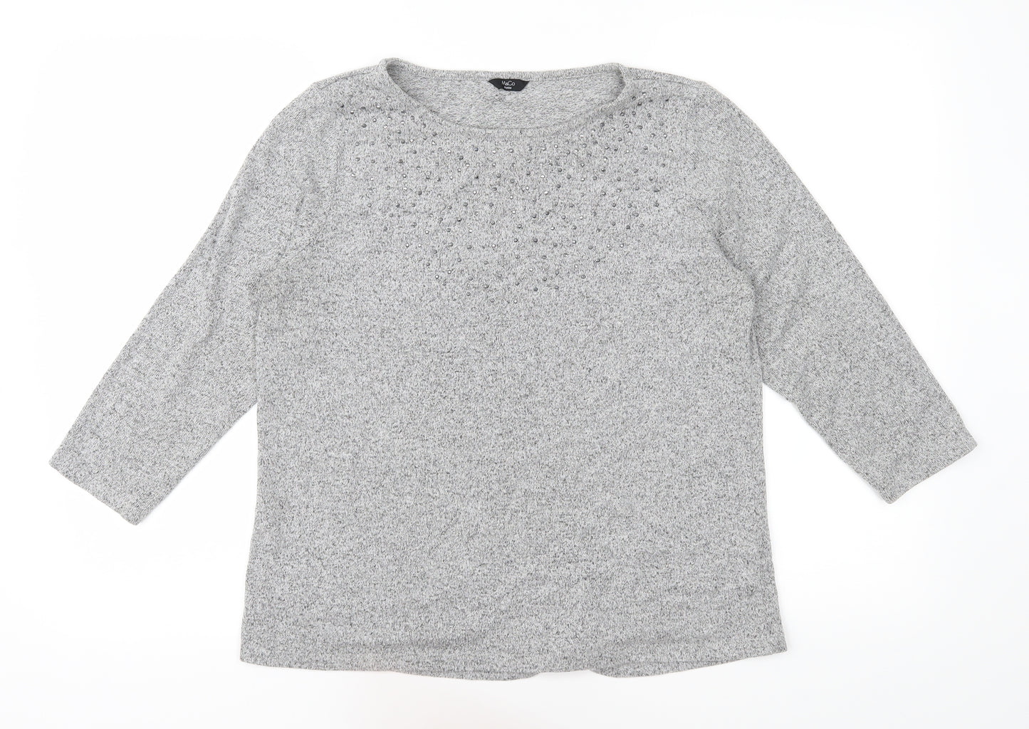M&Co Womens Grey   Basic T-Shirt Size 14