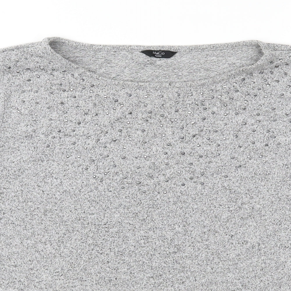 M&Co Womens Grey   Basic T-Shirt Size 14