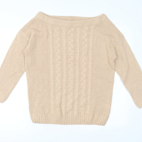 Studio Womens Beige  Knit Pullover Jumper Size 12