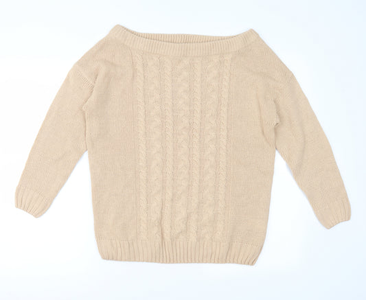 Front view of Studio women’s beige knit jumper, size UK 12
