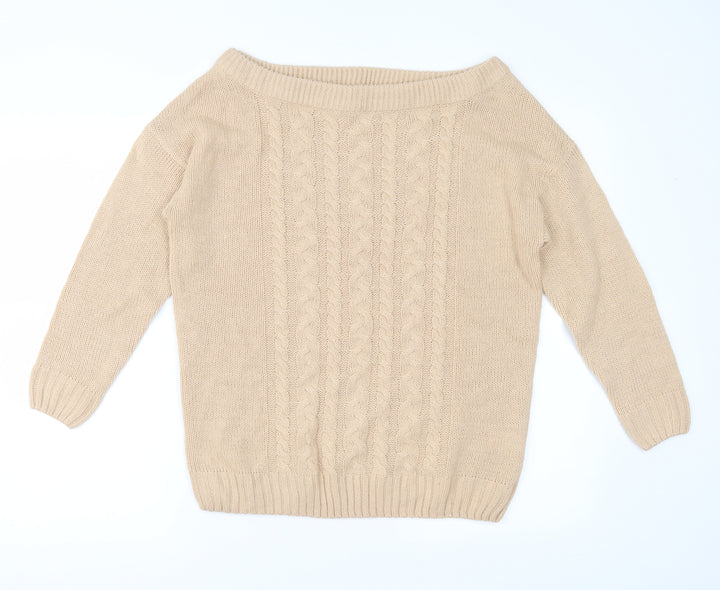 Studio Womens Beige  Knit Pullover Jumper Size 12