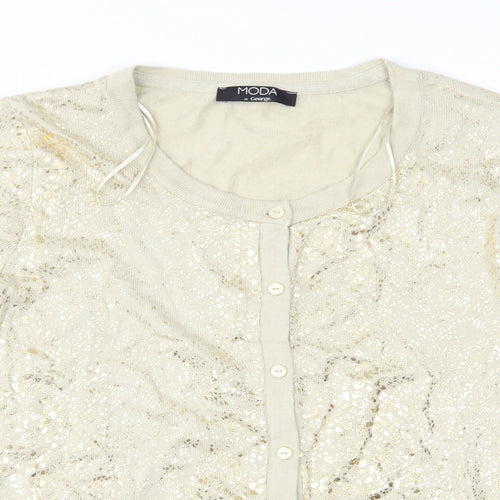 Moda Womens Gold Animal Print Knit Cardigan Jumper Size 14