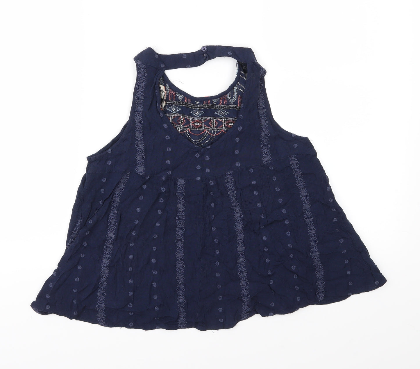 SoulCal&Co Womens Blue Floral  Basic Blouse Size 8