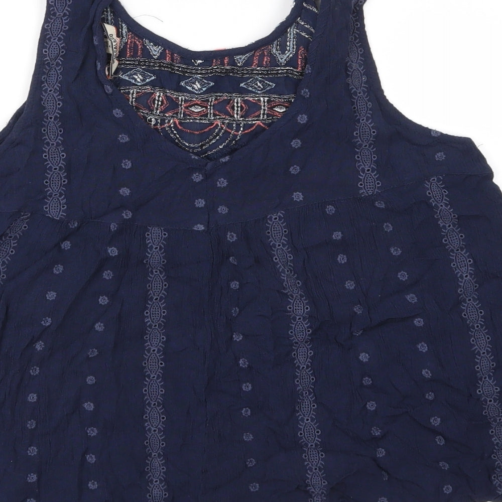 SoulCal&Co Womens Blue Floral  Basic Blouse Size 8
