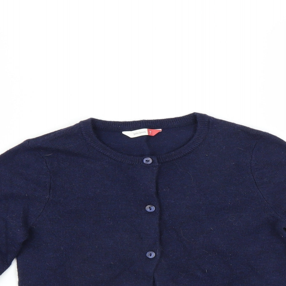 John Lewis Girls Blue   Cardigan Jumper Size 7 Years  - WINGS