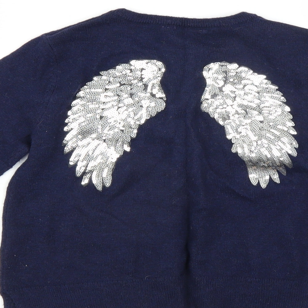 John Lewis Girls Blue   Cardigan Jumper Size 7 Years  - WINGS