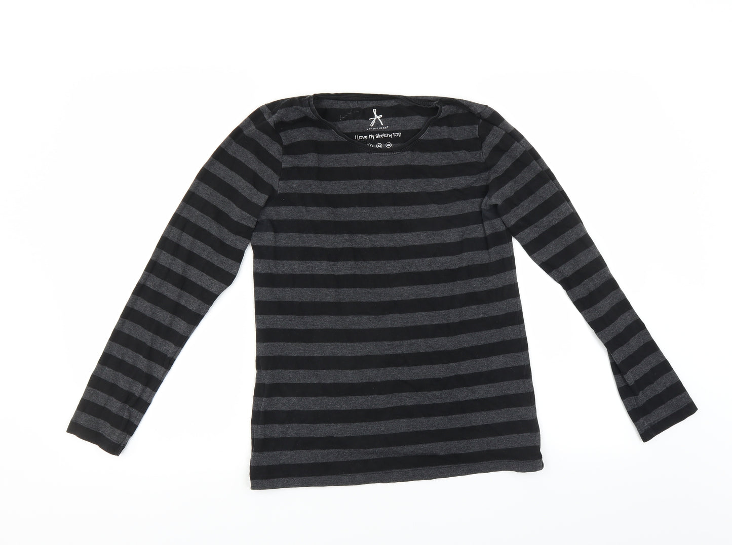 Primark Womens Grey Striped  Basic T-Shirt Size 14