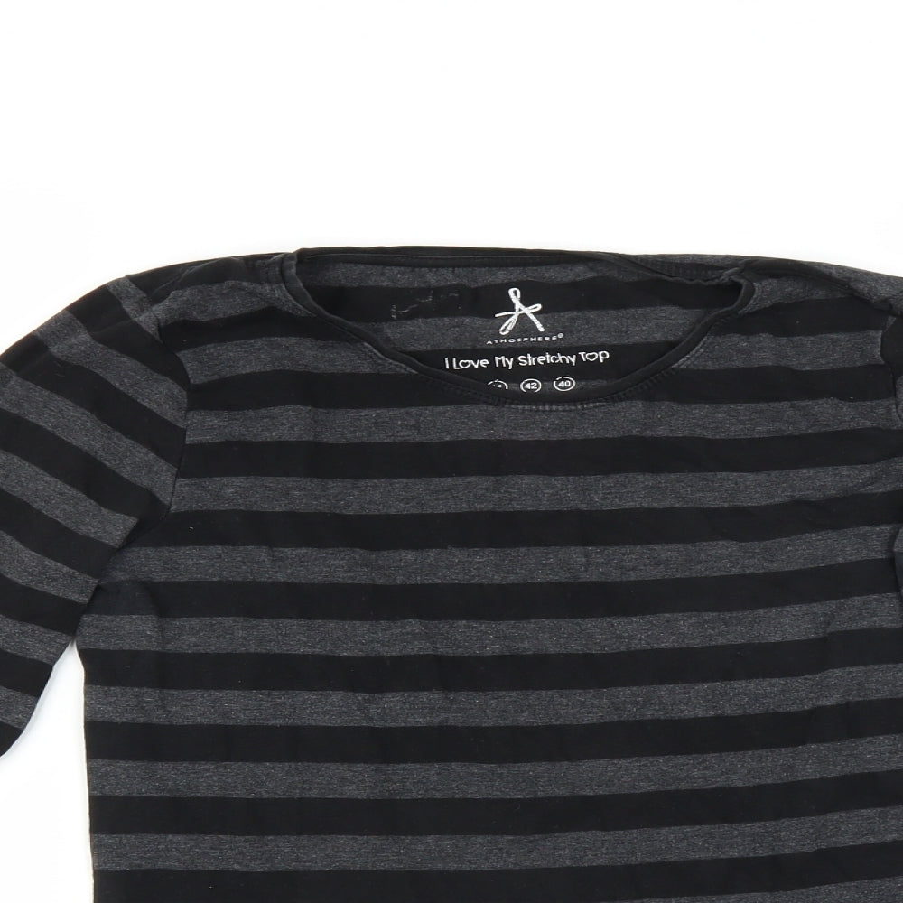 Primark Womens Grey Striped  Basic T-Shirt Size 14