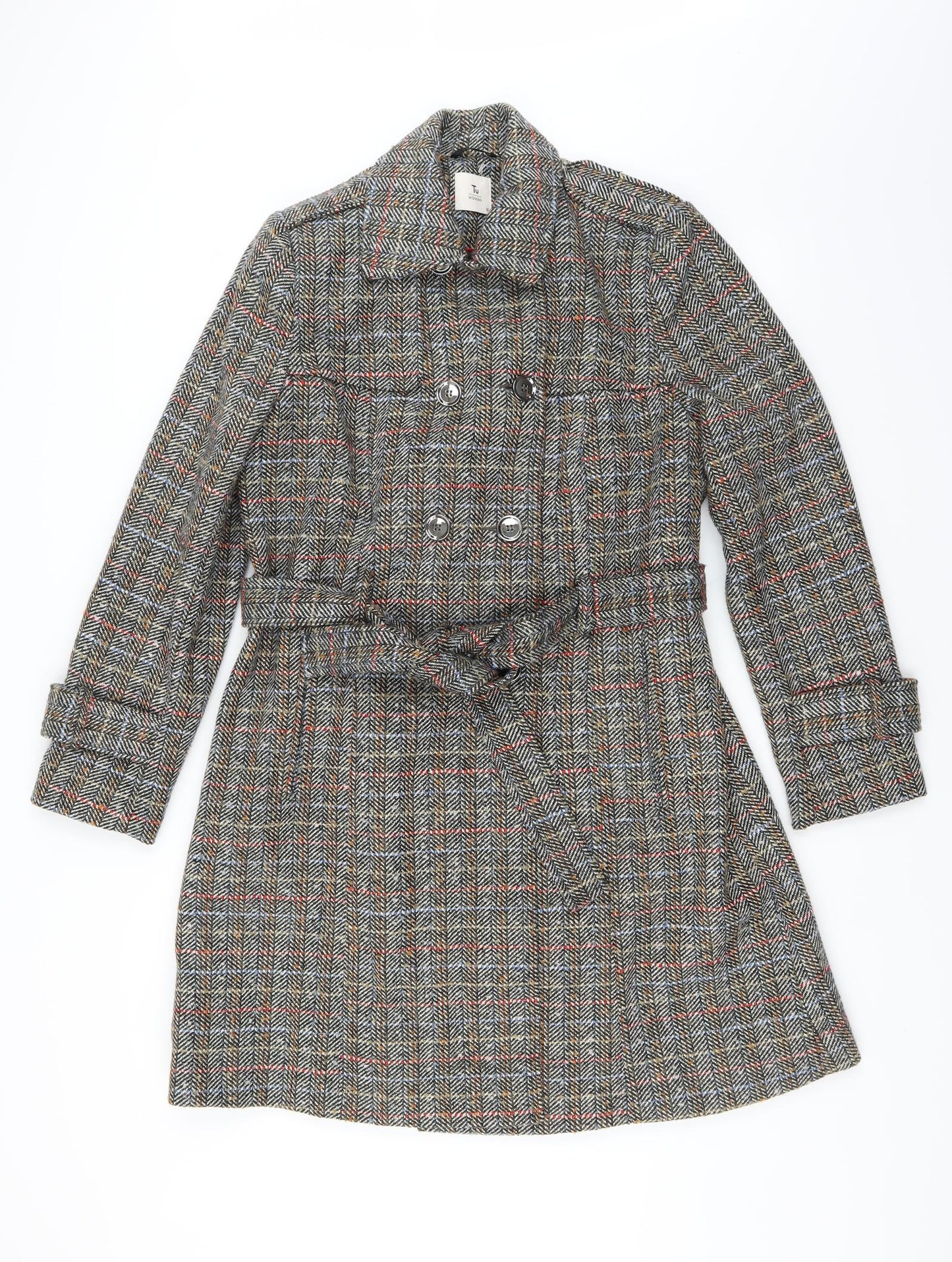 Sainsburys Womens Black Check  Jacket Coat Size 16