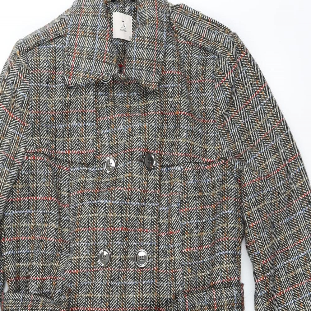 Sainsburys Womens Black Check  Jacket Coat Size 16
