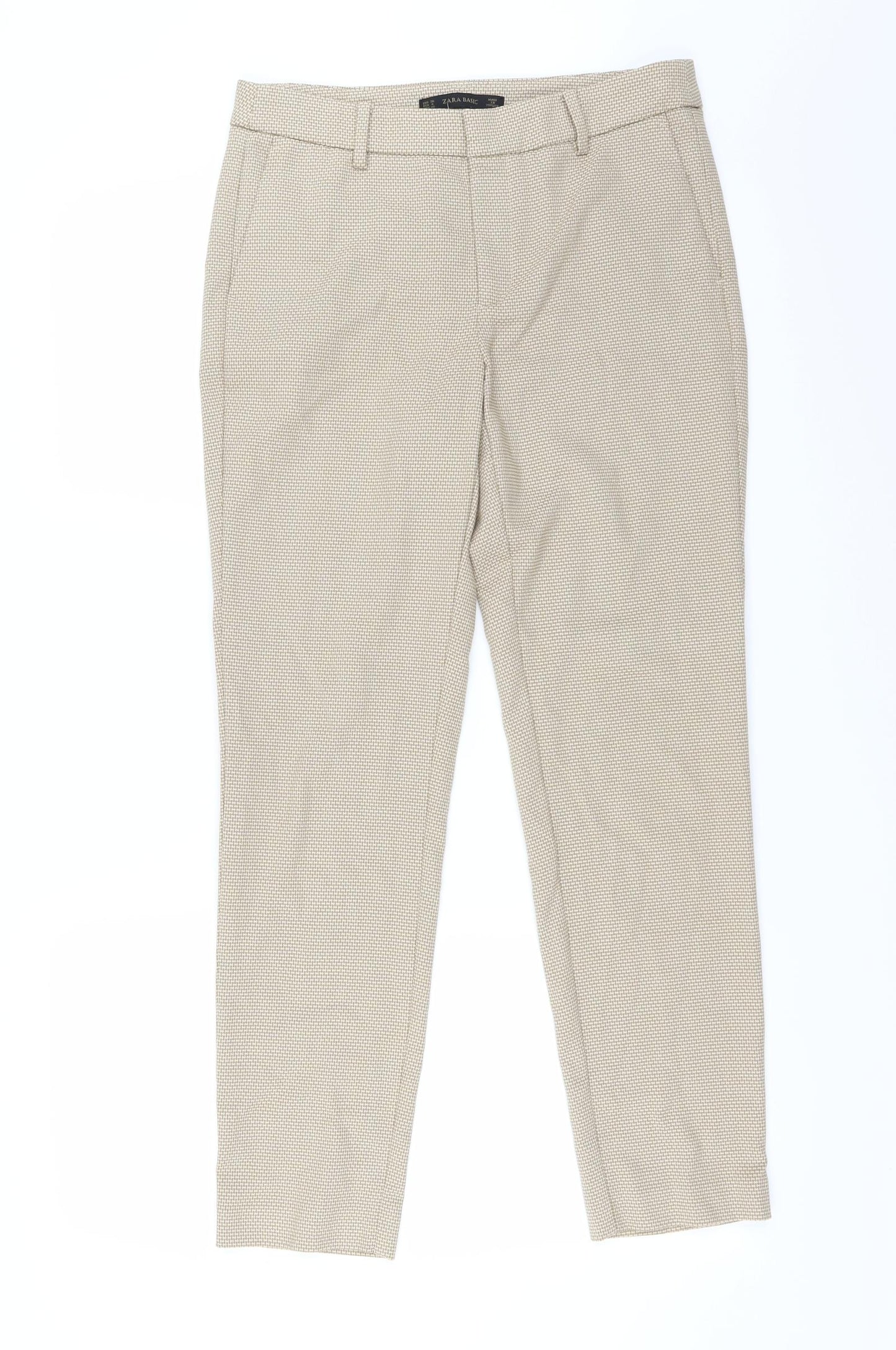 Zara Womens Beige Houndstooth  Trousers  Size 8 L28 in