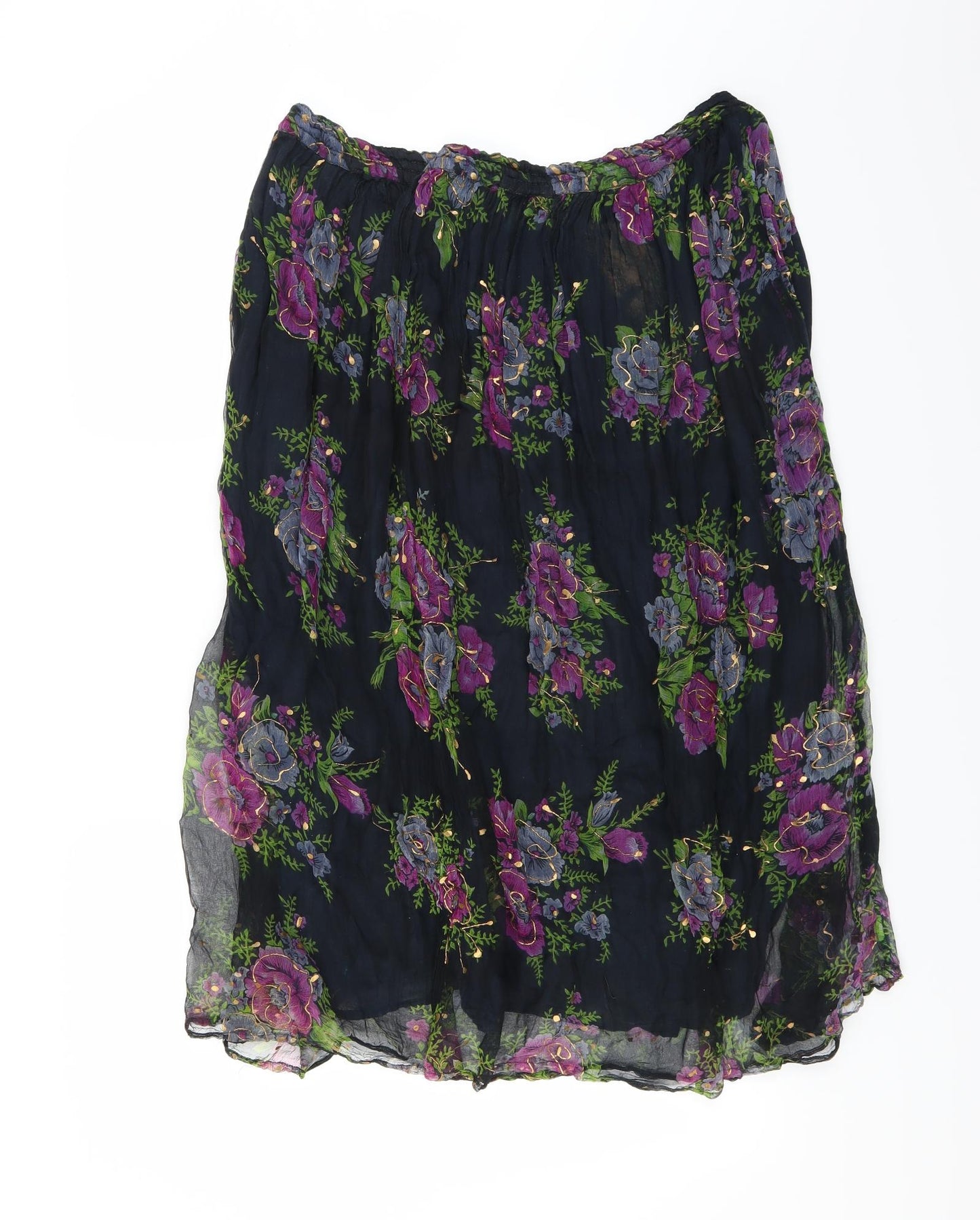 Free Size Womens Blue Floral  Maxi Skirt One Size