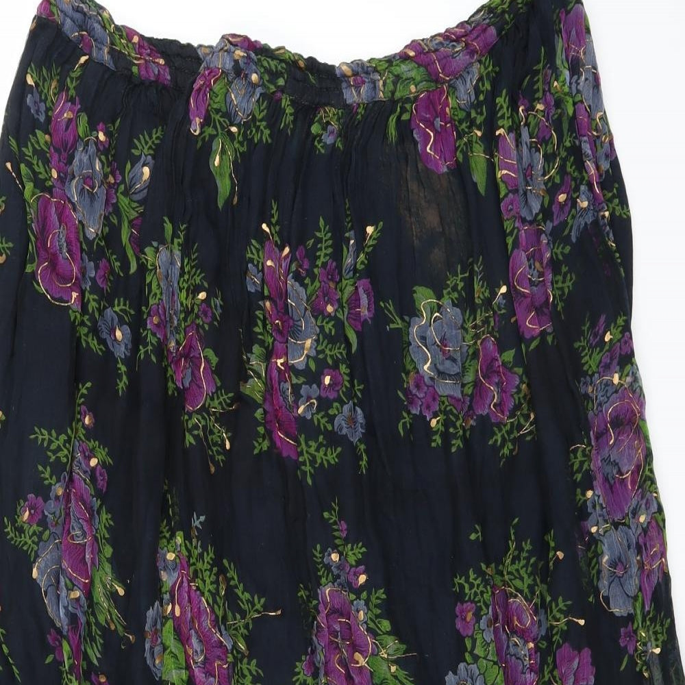 Free Size Womens Blue Floral  Maxi Skirt One Size