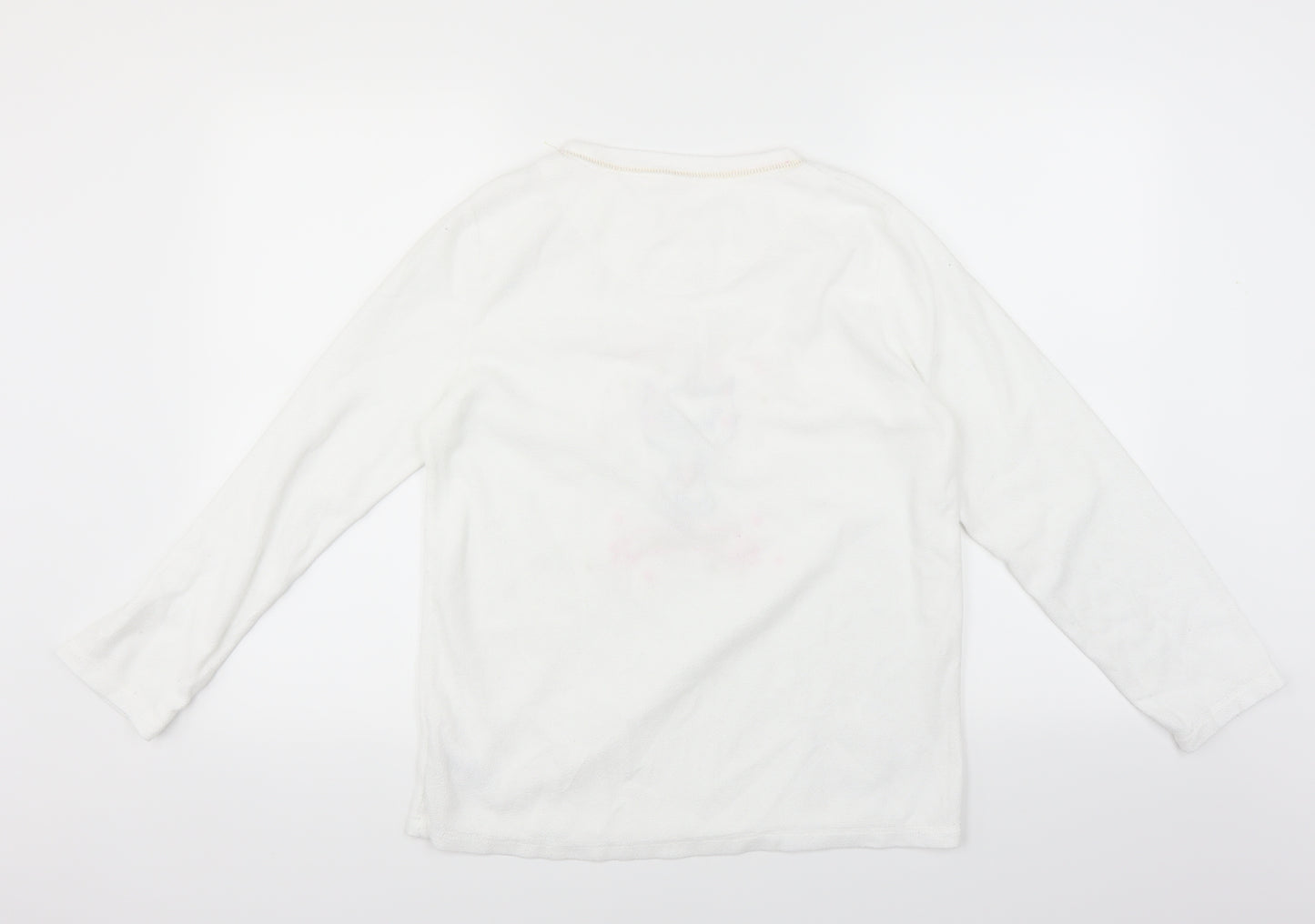 Primark Womens White Solid  Top Pyjama Top Size M  - Unicorn cat