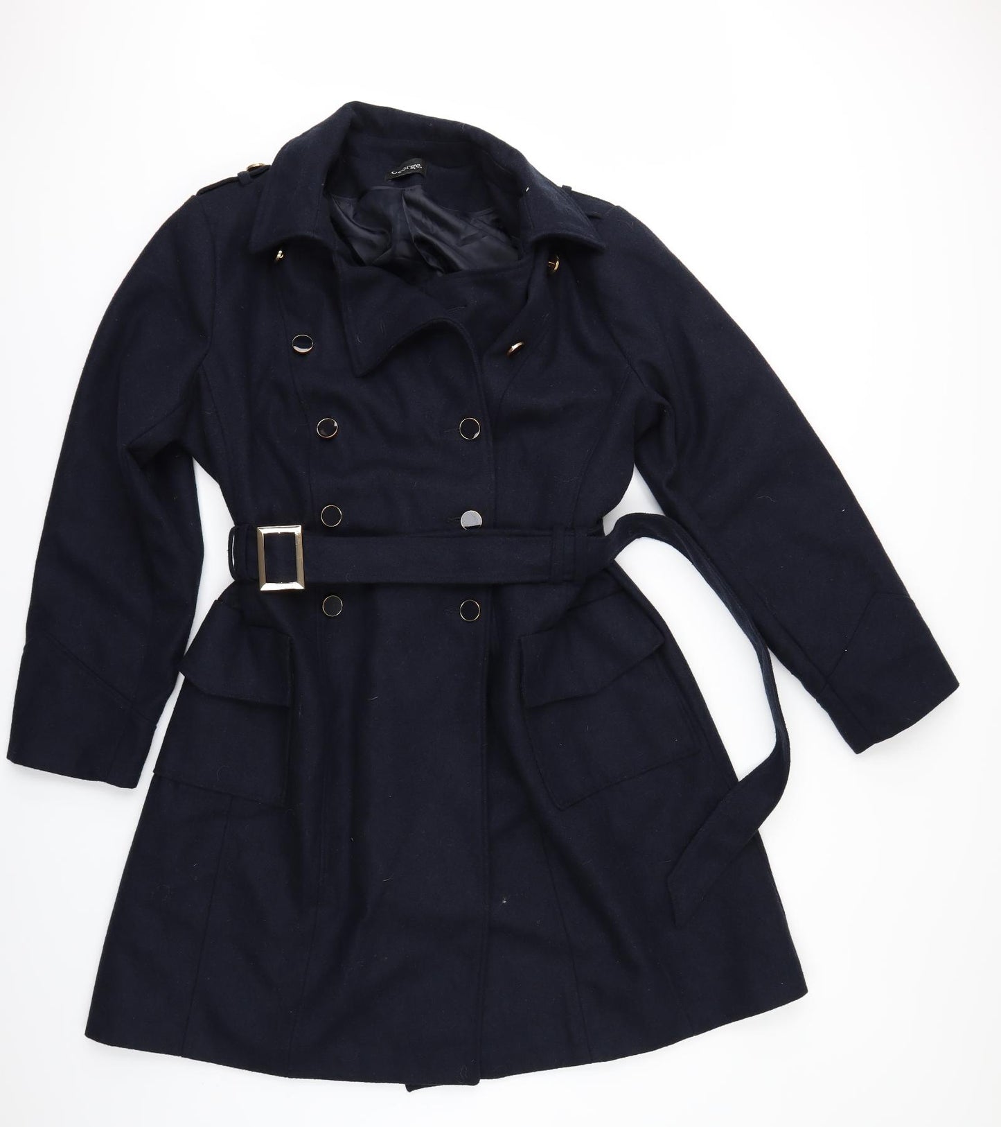 George Womens Blue   Overcoat Cape Size 22