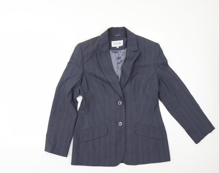 NEXT Womens Blue Striped Jacket Suit Jacket Size 12