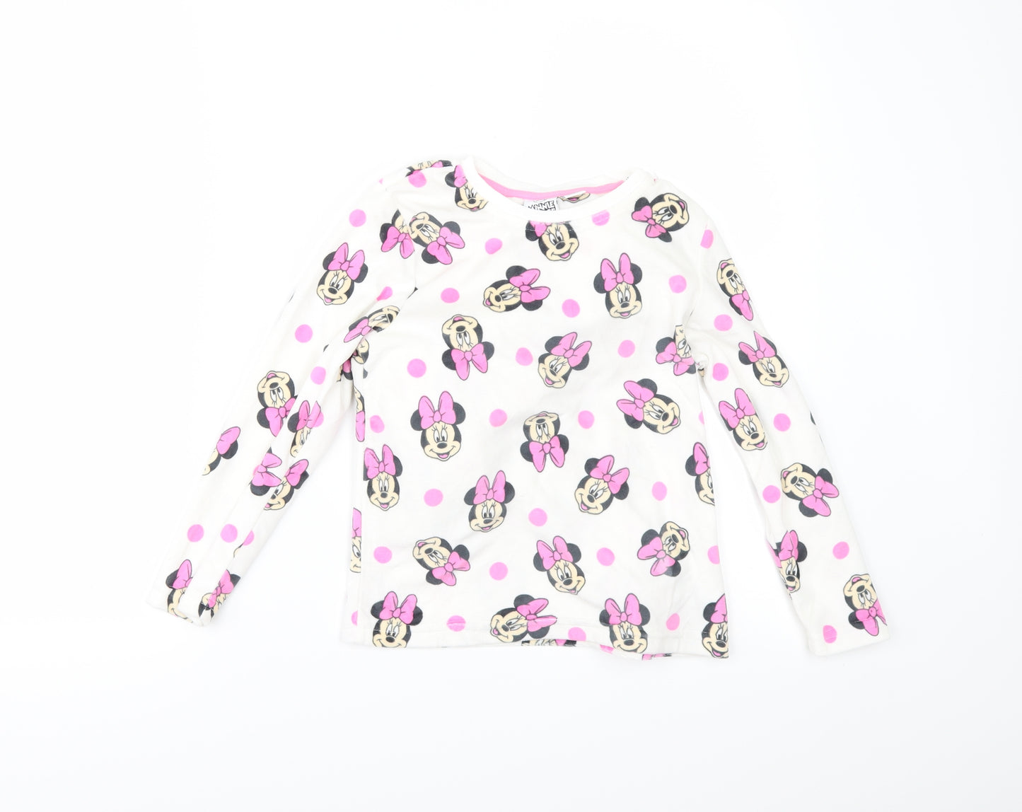Primark Girls White Geometric  Top Pyjama Set Size 6-7 Years  - minnie mouse