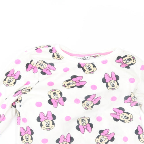 Primark Girls White Geometric  Top Pyjama Set Size 6-7 Years  - minnie mouse