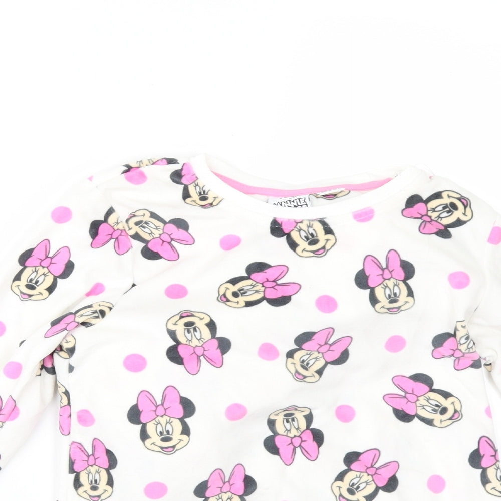 Primark Girls White Geometric  Top Pyjama Set Size 6-7 Years  - minnie mouse