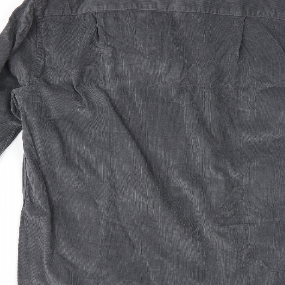 Samuel Windsor Mens Grey  Corduroy  Button-Up Size M