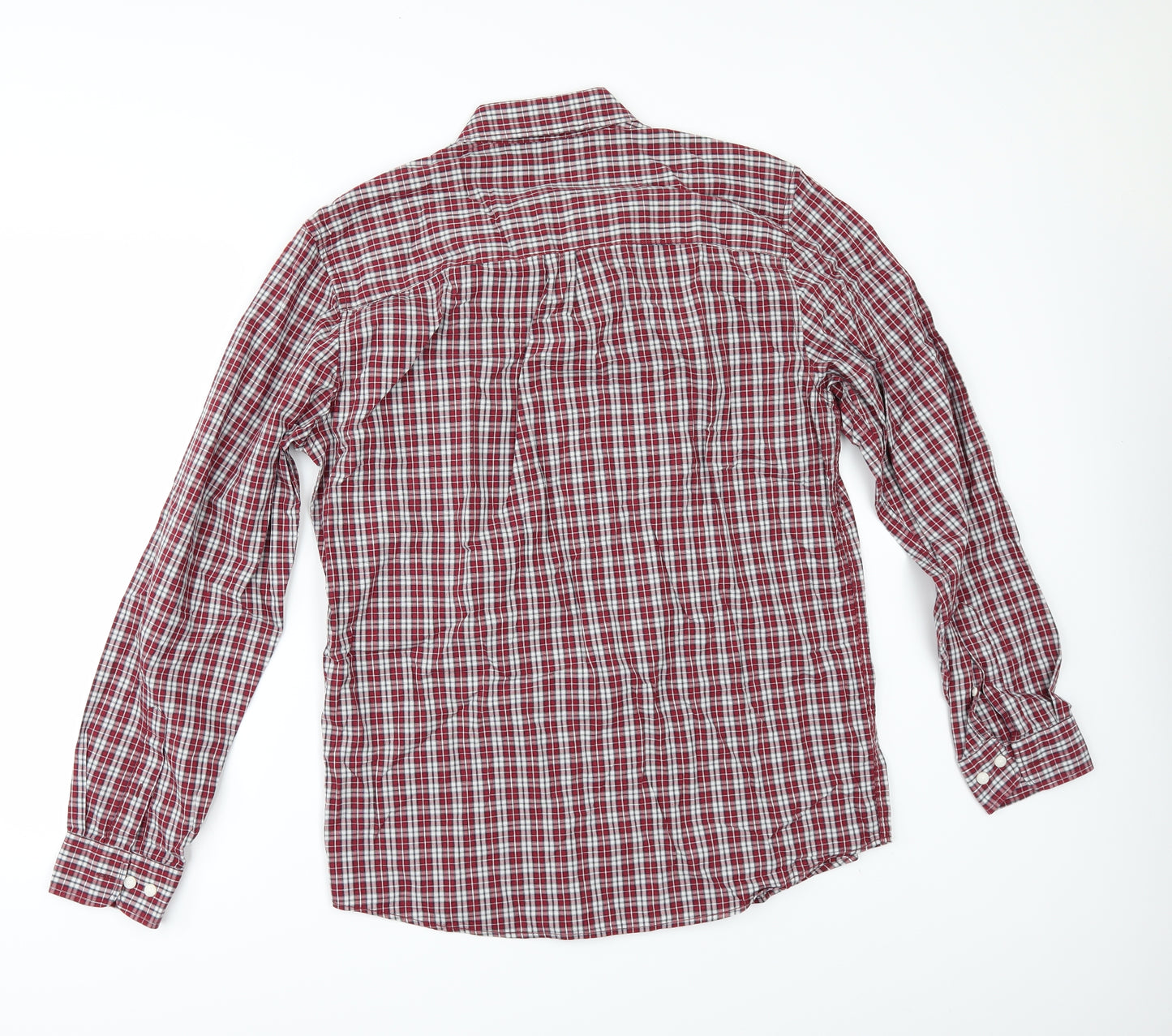 Easy Mens Red Check   Button-Up Size M