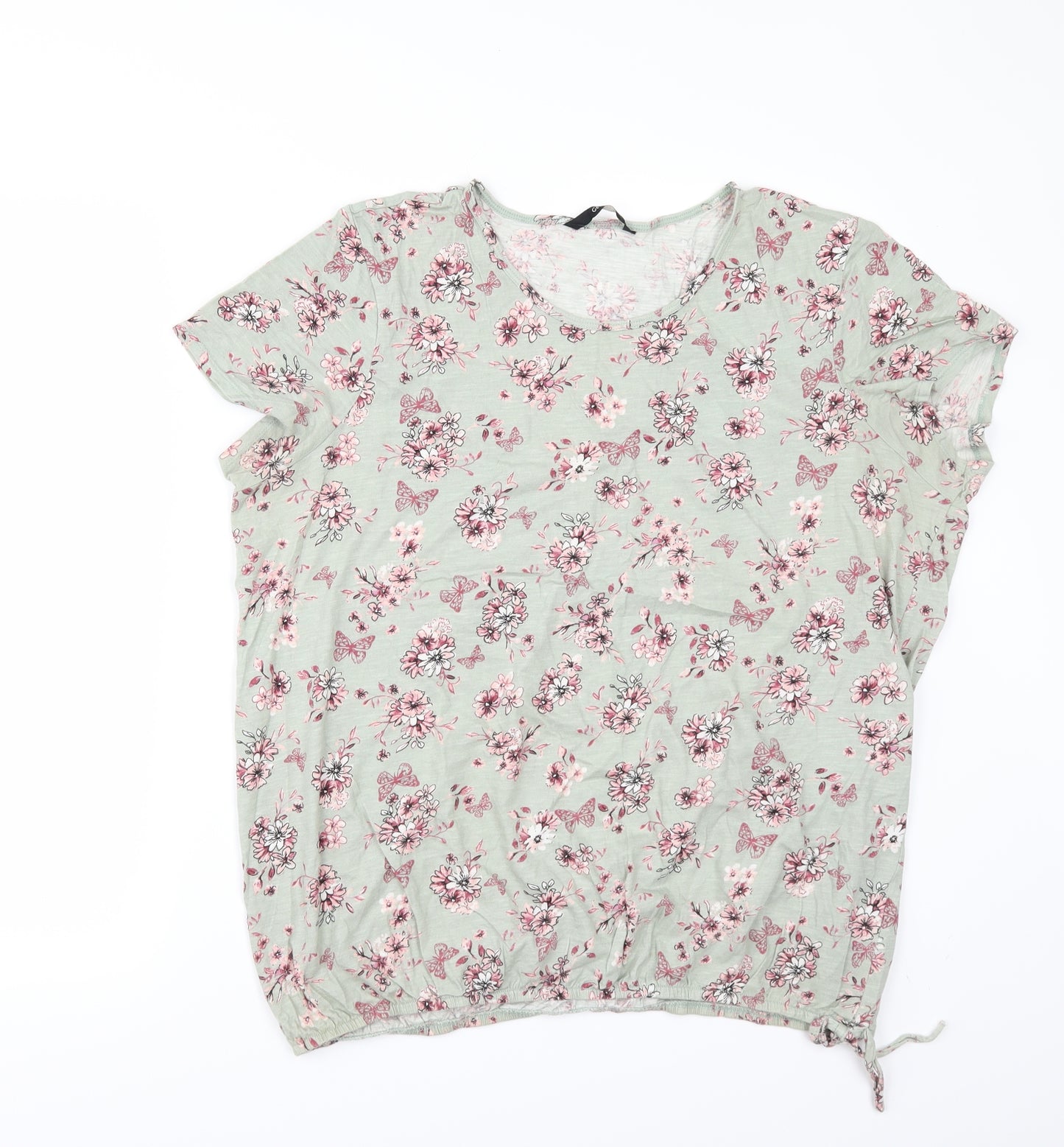 George Womens Green Floral  Basic T-Shirt Size 18