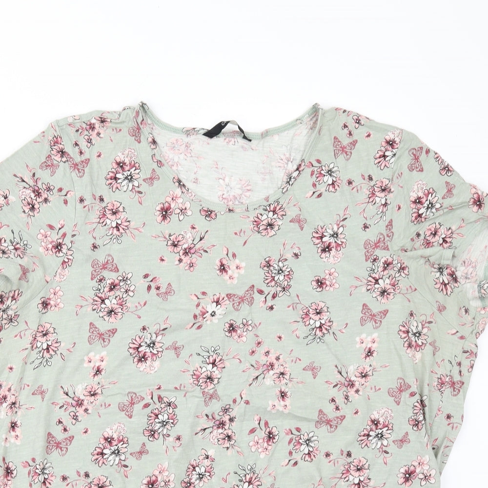 George Womens Green Floral  Basic T-Shirt Size 18