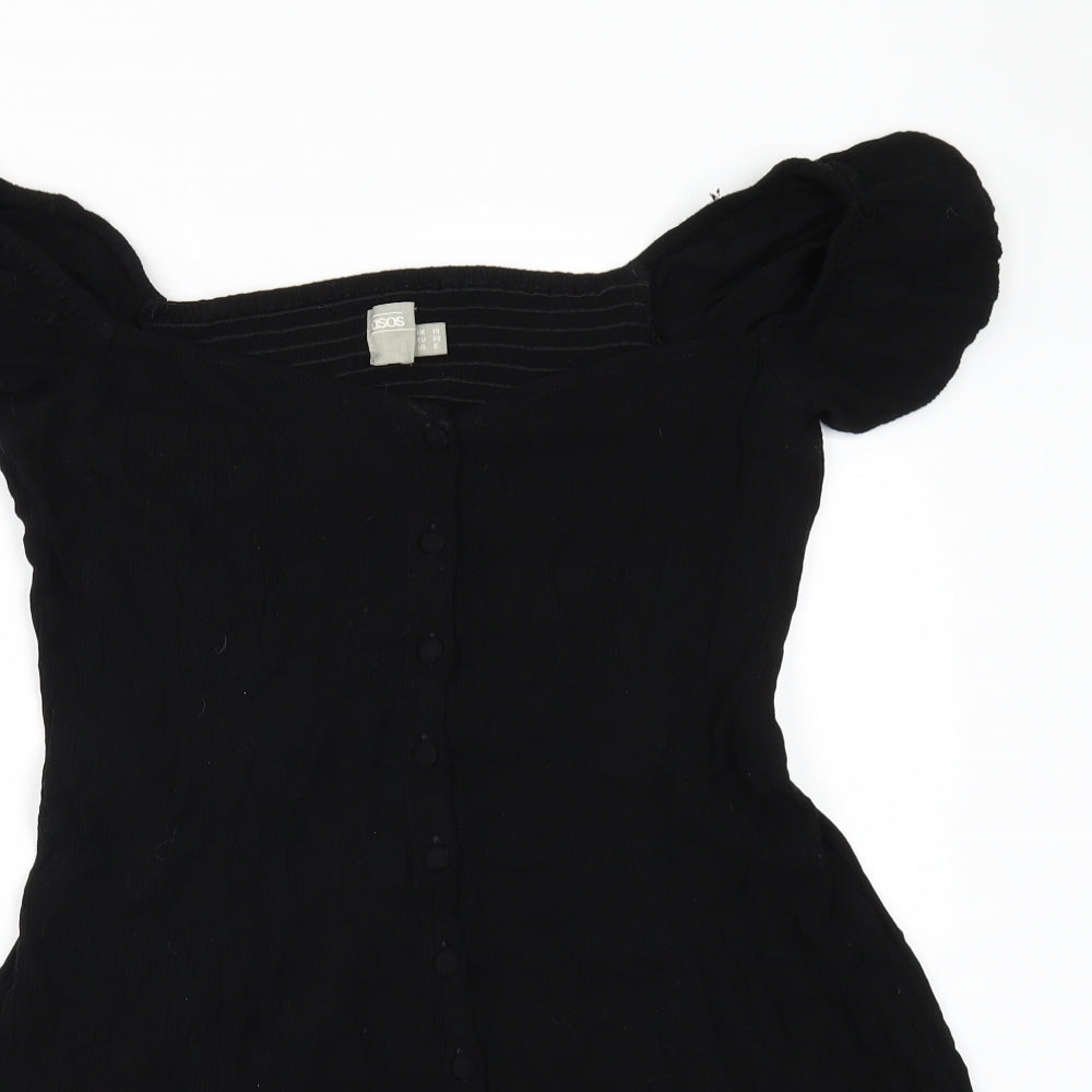 ASOS Womens Black   Tunic Button-Up Size 10