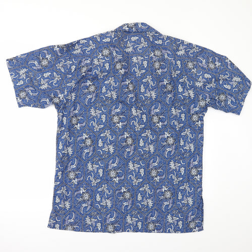 KERIS FASHION Mens Blue Geometric   Button-Up Size M