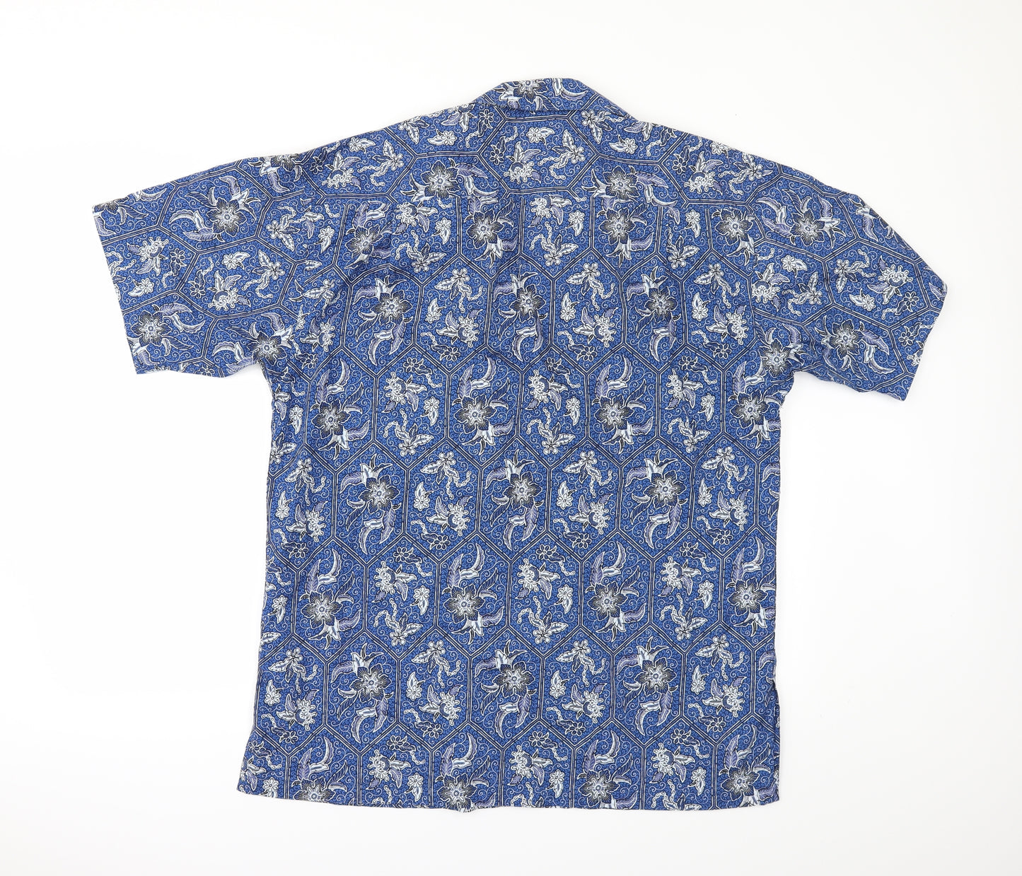 KERIS FASHION Mens Blue Geometric   Button-Up Size M