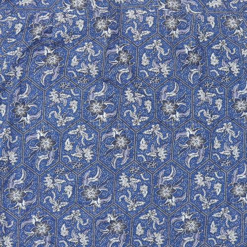 KERIS FASHION Mens Blue Geometric   Button-Up Size M