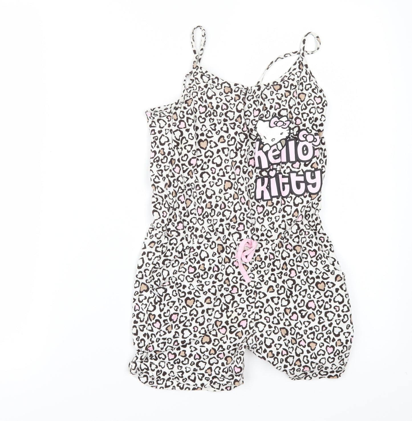 H&M Girls White Geometric  Jumpsuit One-Piece Size 6-7 Years  - Hello Kitty