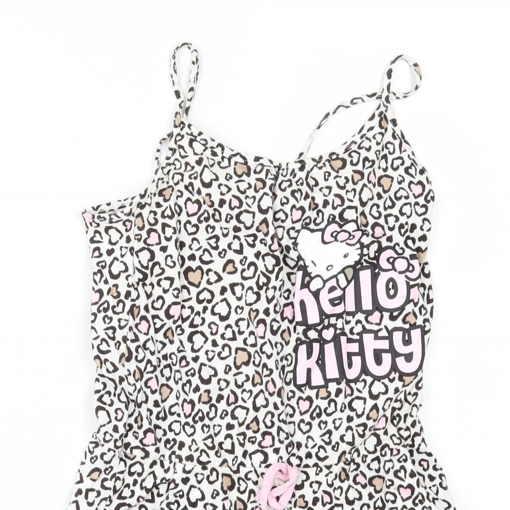 H&M Girls White Geometric  Jumpsuit One-Piece Size 6-7 Years  - Hello Kitty