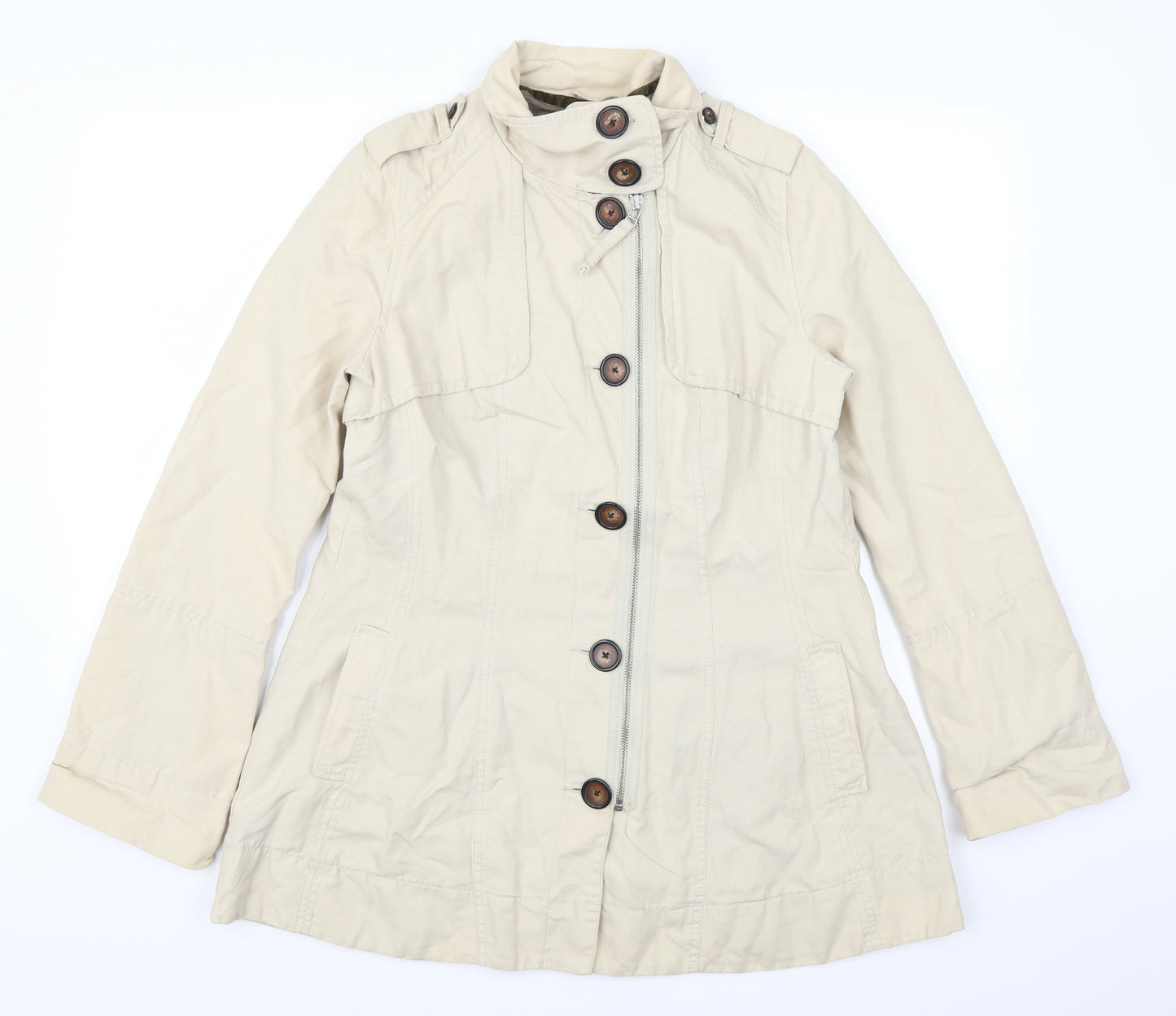 NEXT Womens Beige   Pea Coat Coat Size 12