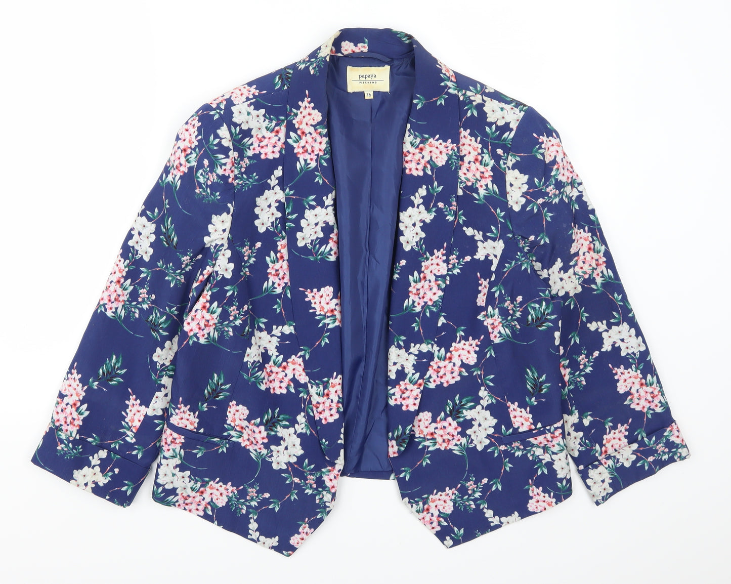 Papaya Womens Blue Floral  Jacket  Size 16