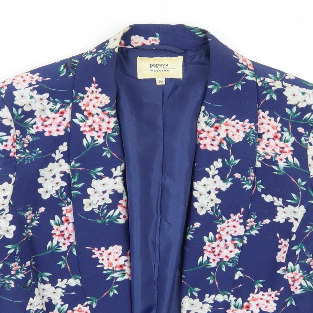 Papaya Womens Blue Floral  Jacket  Size 16