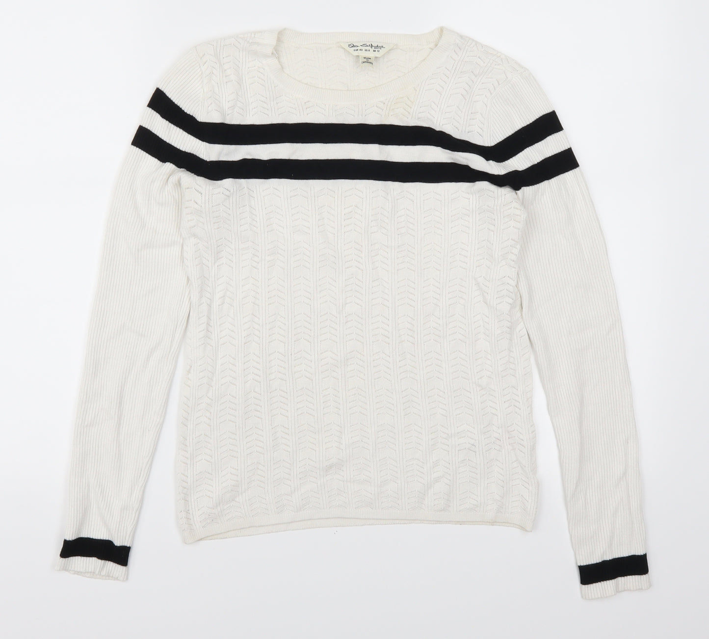 Miss Selfridge Womens White Striped  Pullover Jumper Size 12
