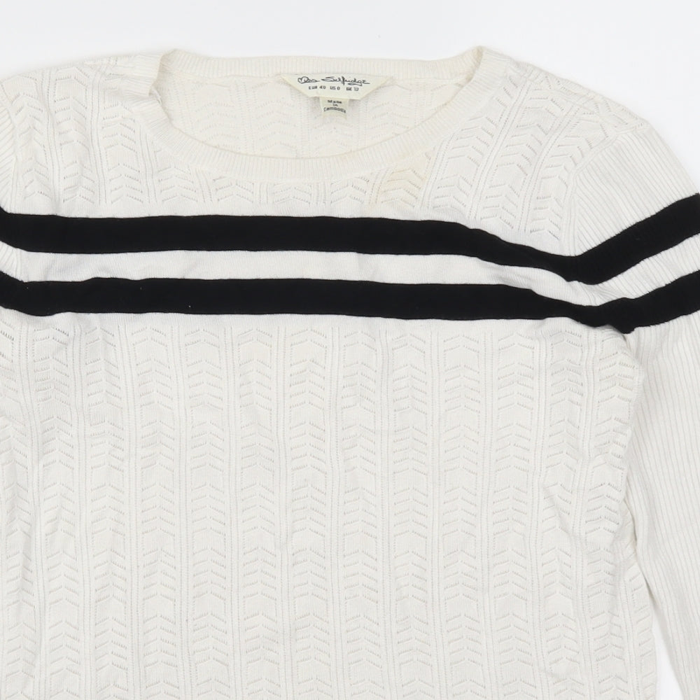 Miss Selfridge Womens White Striped  Pullover Jumper Size 12
