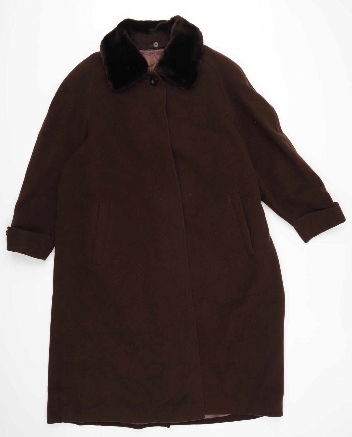 Preworn Womens Brown   Overcoat Coat Size 16