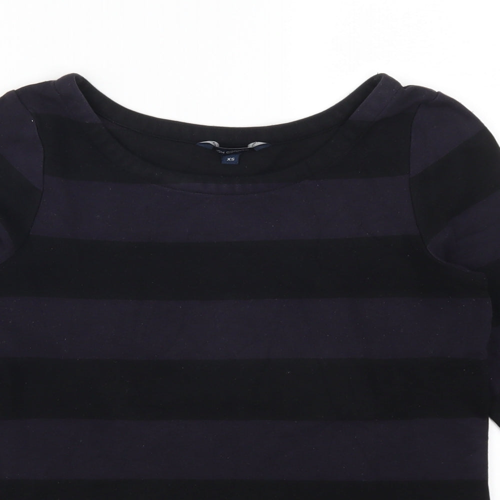 French Connection Womens Blue Striped  Basic T-Shirt Size XS